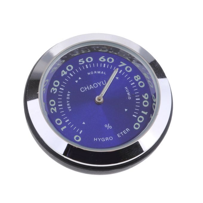 Car Dashboard Small Round Decoration Hygrometer Clock For Home Blue