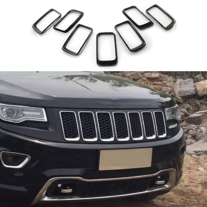 7Pcs/Set Front Grille Trim Cover-Sparkling Black