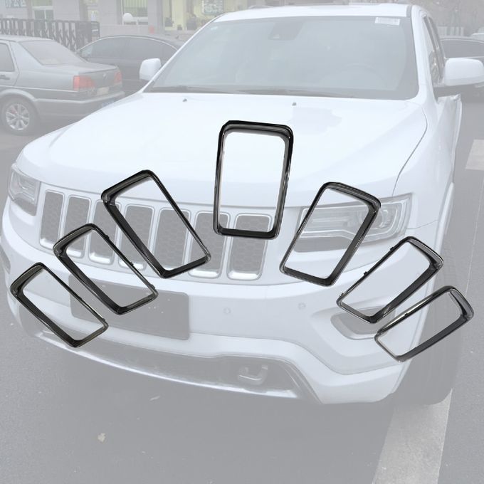 7Pcs/Set Front Grille Trim Cover-Sparkling Black