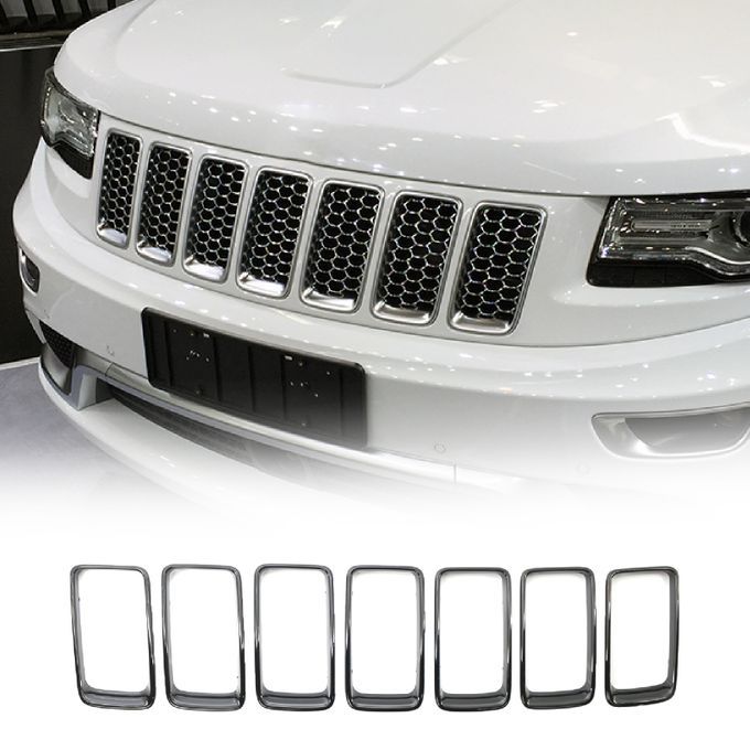 7Pcs/Set Front Grille Trim Cover-Sparkling Black