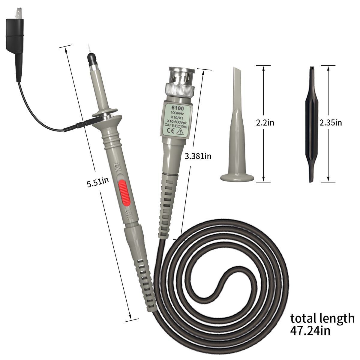 P6100 Oscilloscope Probe Kit DC-100MHz Scope Clip Test