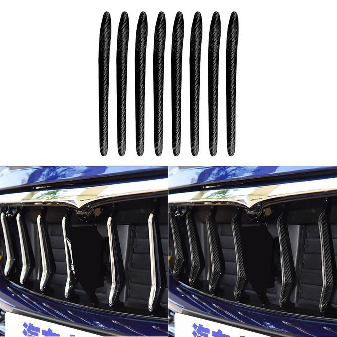 8Pcs Front Grille Cover Rainproof Anti-scratch Carbon-Black