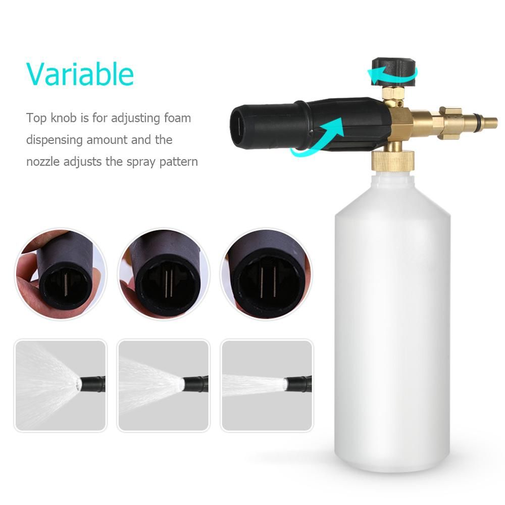 Adjustable Foam Lance 1L Bottle Snow Foam Nozzle Injector Soap Foamer for Lavor Pressure Car Washer