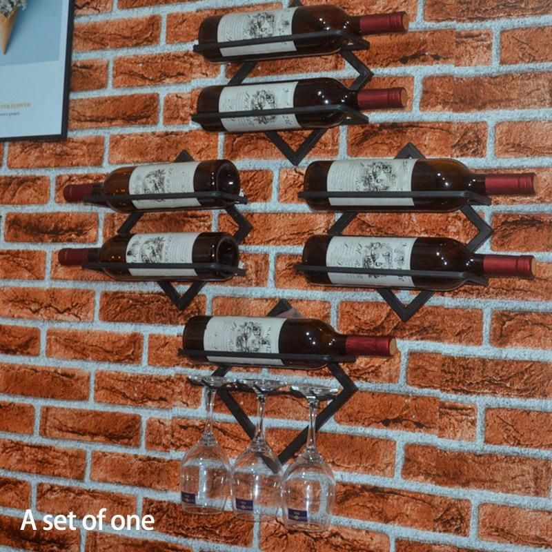 Iron Wall Mount Wine Bottle Holder Free Combination Home