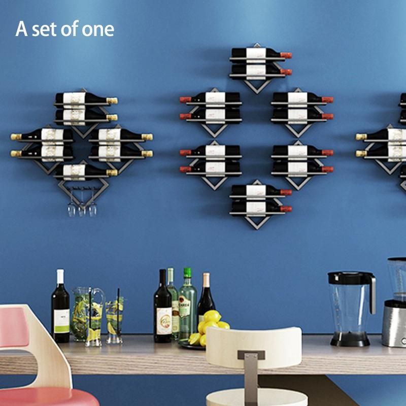 Iron Wall Mount Wine Bottle Holder Free Combination Home