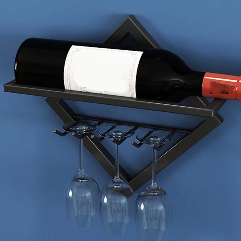 Iron Wall Mount Wine Bottle Holder Free Combination Home