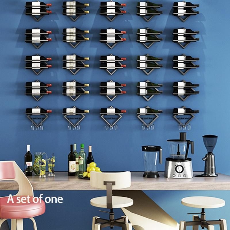 Iron Wall Mount Wine Bottle Holder Free Combination Home