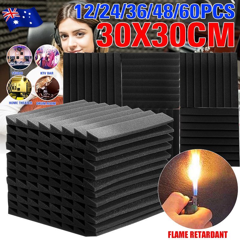 12Pcs 30x30x2.5cm Soundproofing Foam Acoustic Wall Panels St