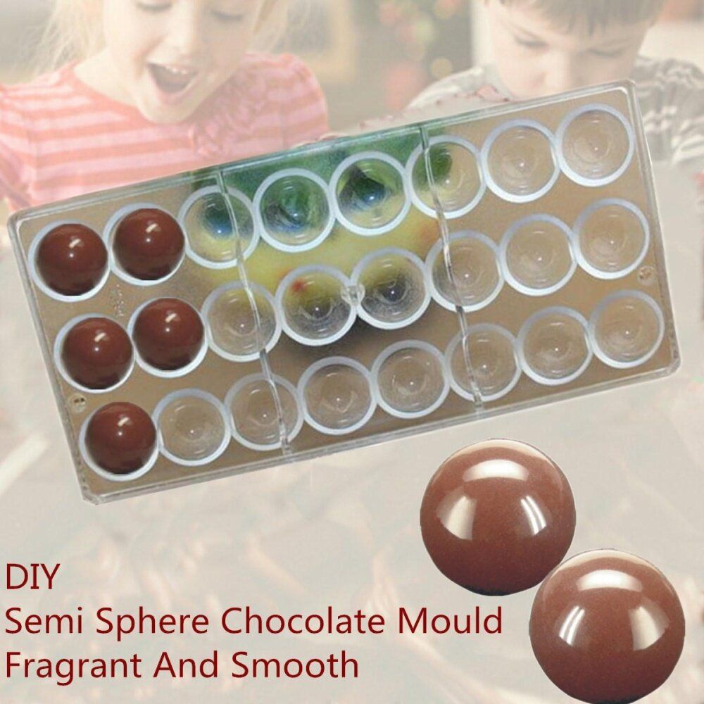 24 Semi Sphere Shaped Polycarbonate Chocolate Clear Moulds Sweet Candy DIY Mold