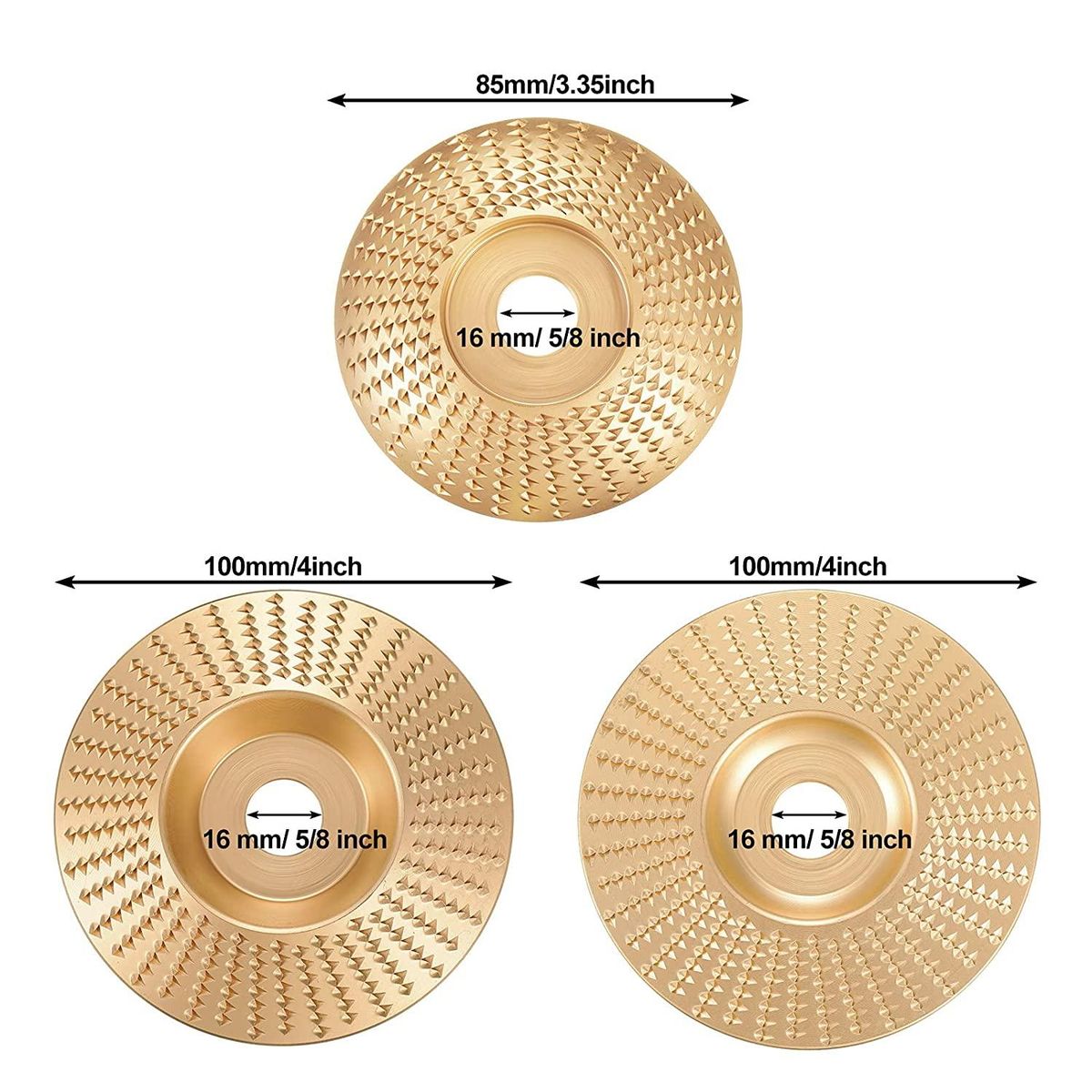 3Pcs Grinding Wheel 5/8 Inch Wood Carving Disc Grinder
