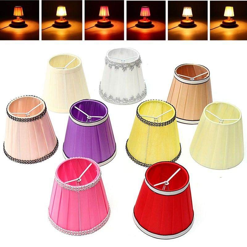 Fabric Chandelier Lampshade Holder Clip On Sconce Beside Bed Lamp Hanging Light Pink