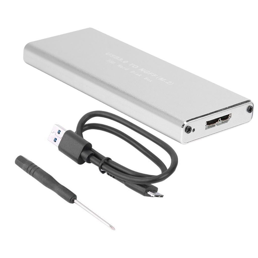 USB 30 To  M2 SSD Adapter Card External Case Enclosure Silver