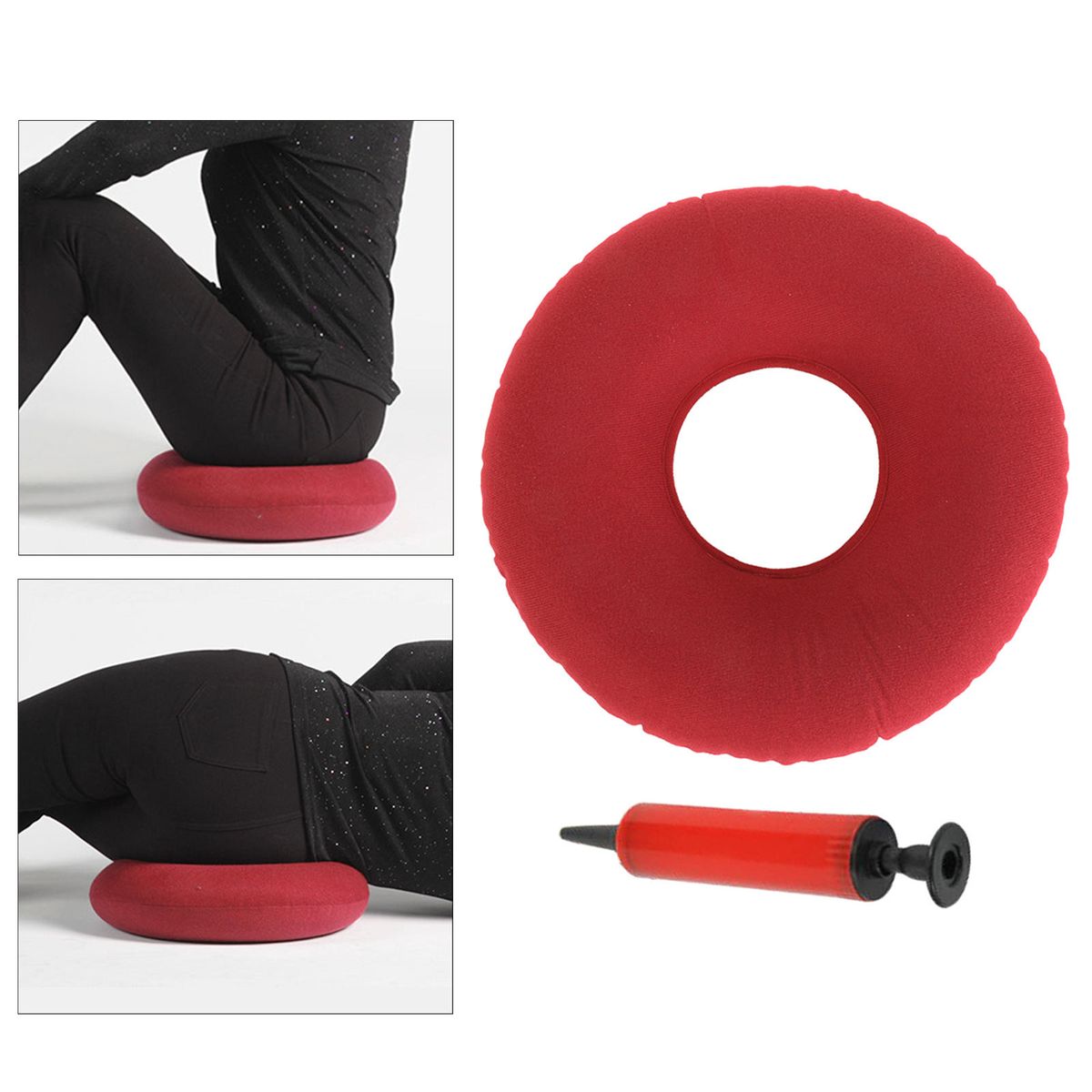 Inflatable Donut Cushion With Air Pump Bed Sores Seat Pad For Red