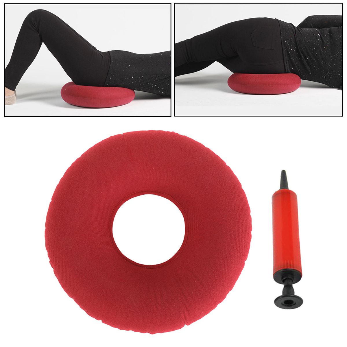 Inflatable Donut Cushion With Air Pump Bed Sores Seat Pad For Red