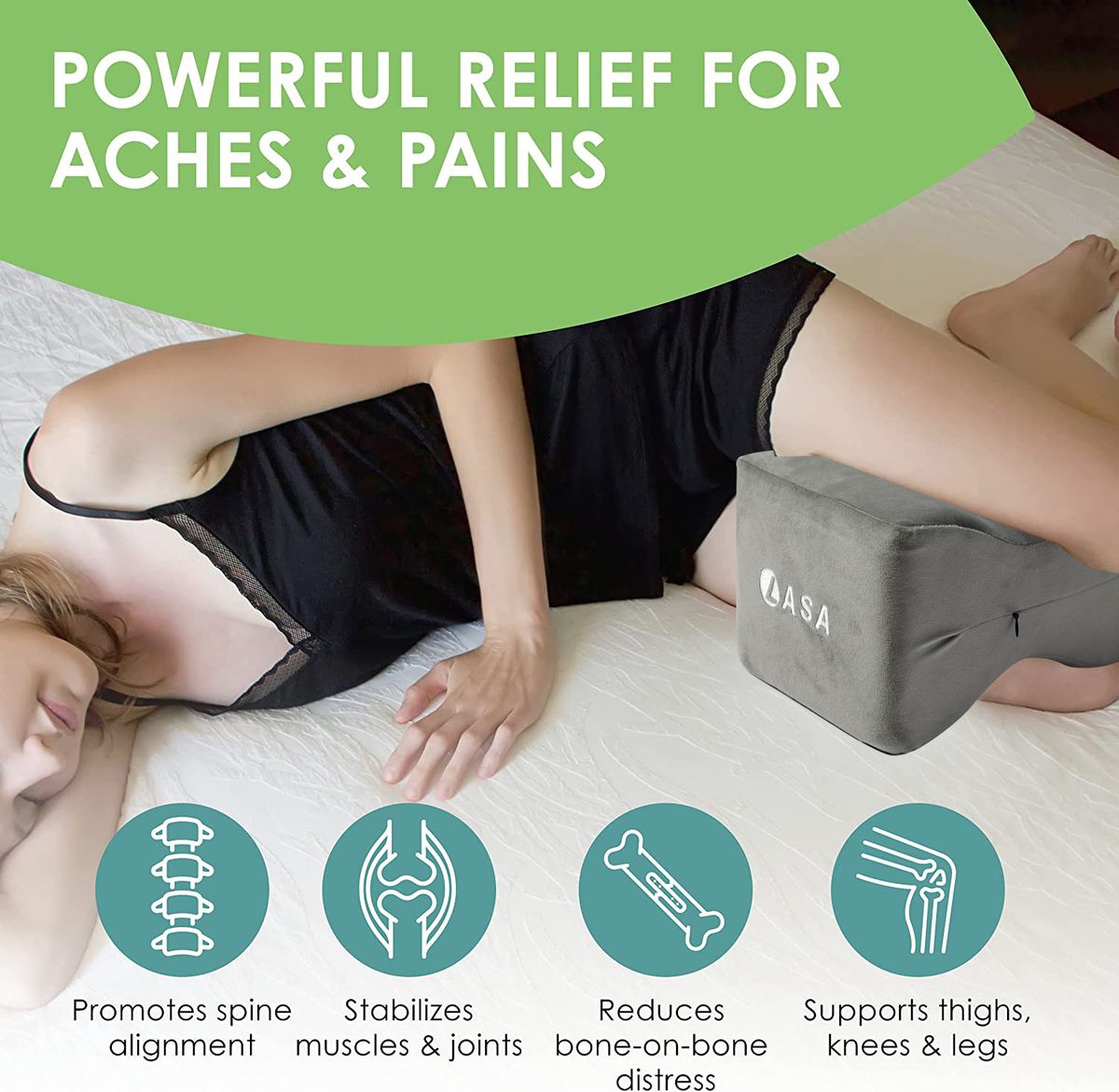 MEMORY FOAM KNEE PILLOW FOR BACK LEG JOINT HIP PAIN