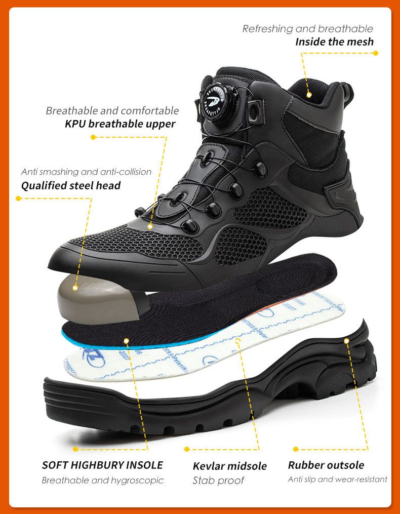 Safety Shoes Steel Toe Work Boots Fabric High-Top