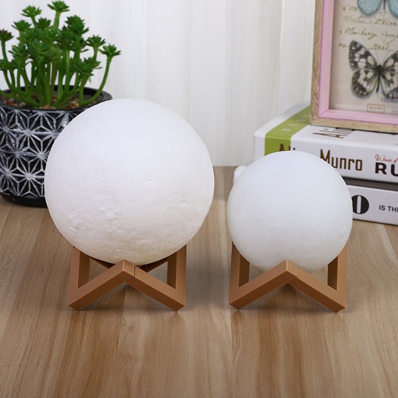 Rechargeable Moon Lamp Night Switch Warm Color Button 3D