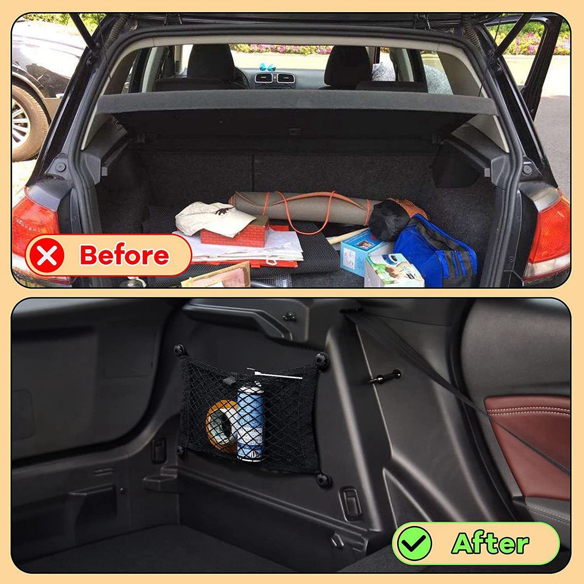 2Pcs 45X25CM Car Trunk Net Pocket Car Cargo Storage