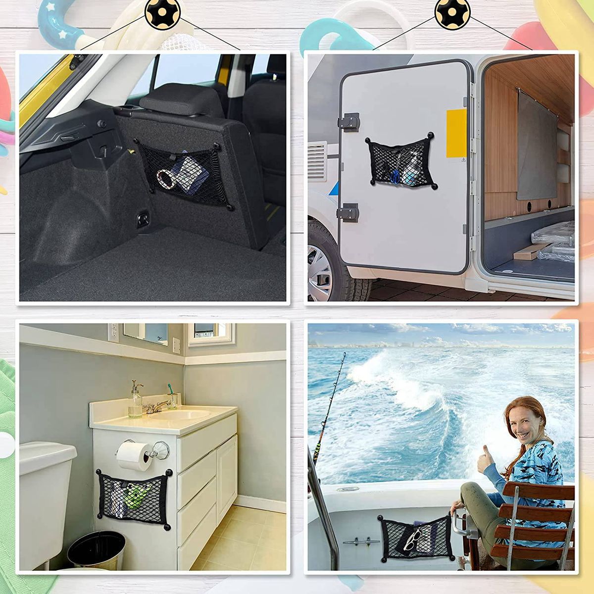 2Pcs 45X25CM Car Trunk Net Pocket Car Cargo Storage