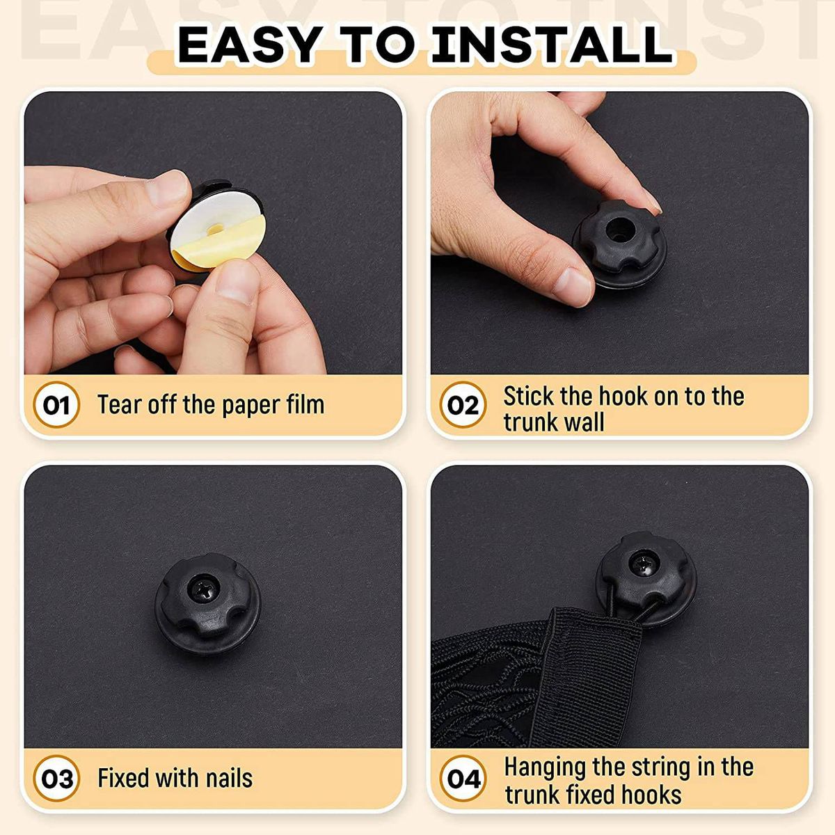 2Pcs 45X25CM Car Trunk Net Pocket Car Cargo Storage
