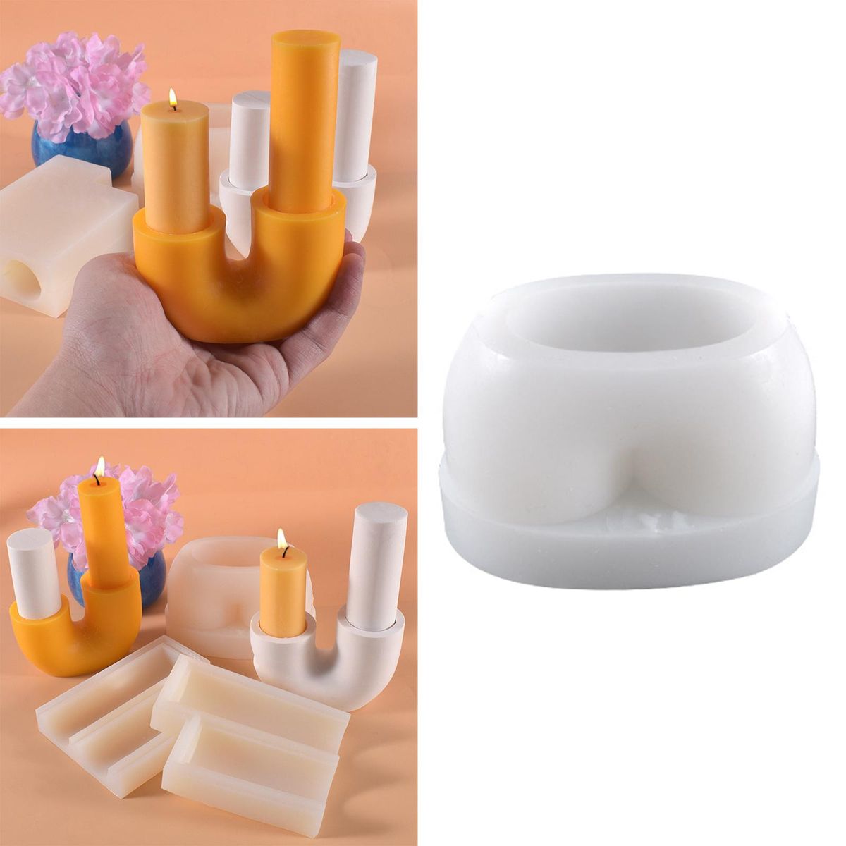 Silicone Pillar Supplies Clear Taper Wick Holder