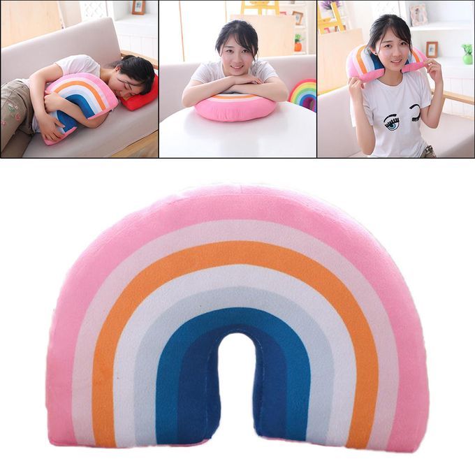 Travel Pillow Neck & Chin Support Washable Cushion Rest Pink
