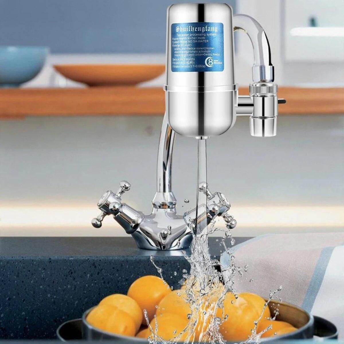 Faucet Water Filter Stainless Steel Purifier Faucet Ceramic Percolator Home Kitchen Water Filter Contaminants For Home