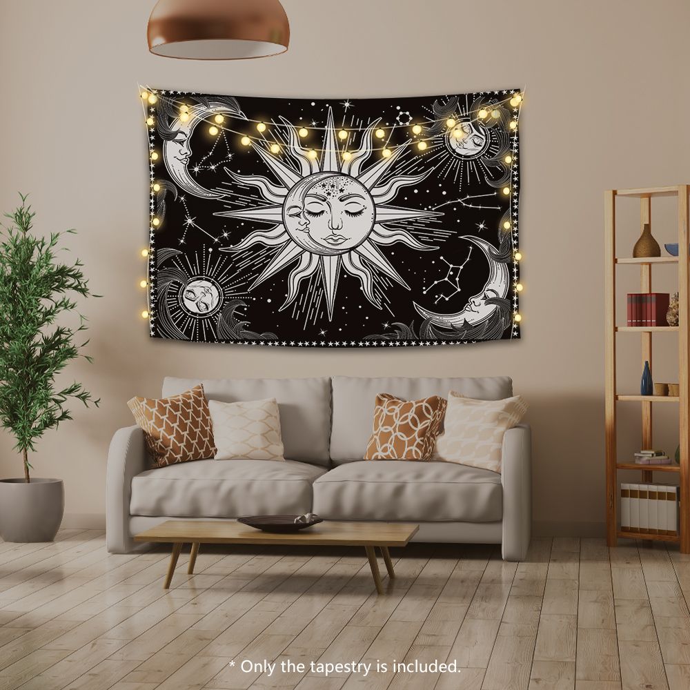 Aesthetic Black And White Sun Moon Tapestry Wall Decoration