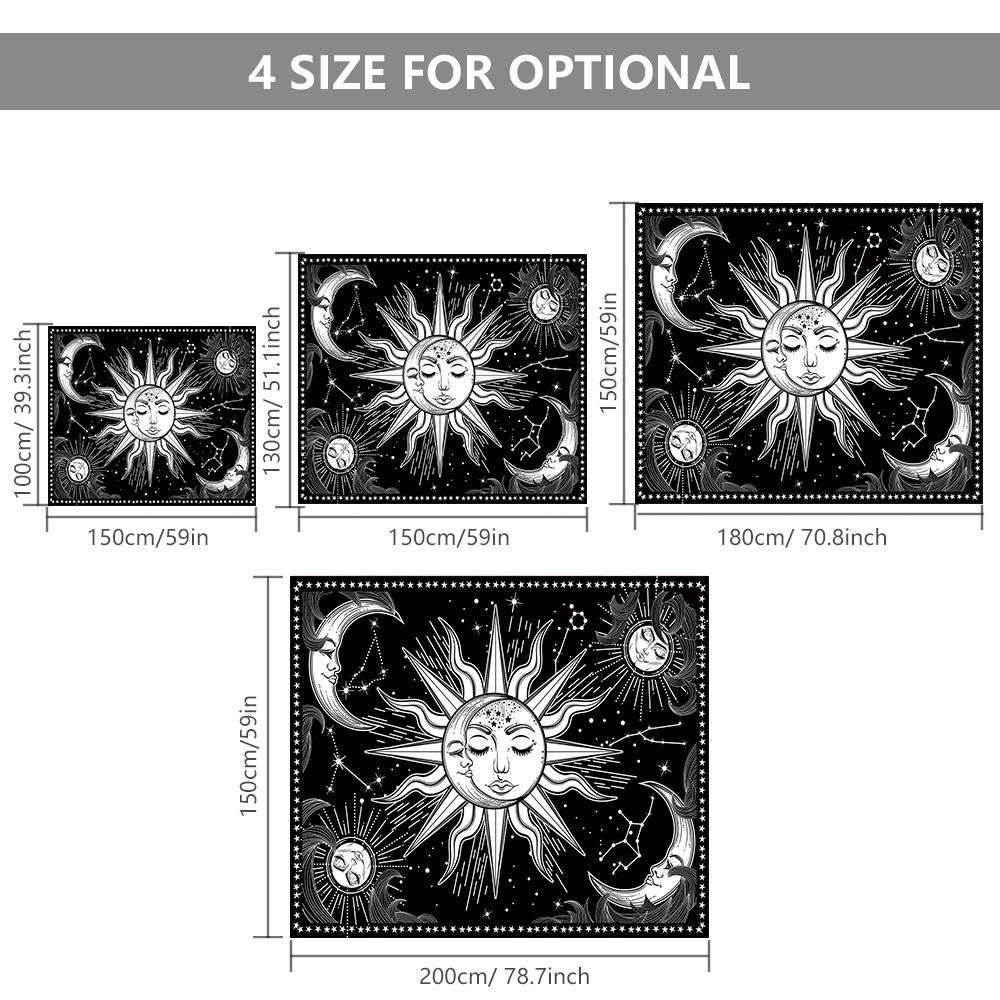 Aesthetic Black And White Sun Moon Tapestry Wall Decoration