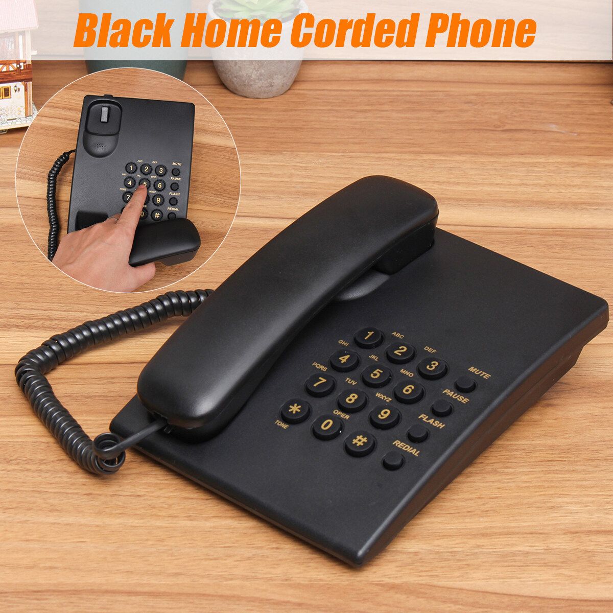 Black Home Corded Phone Telephone Business Office Desktop