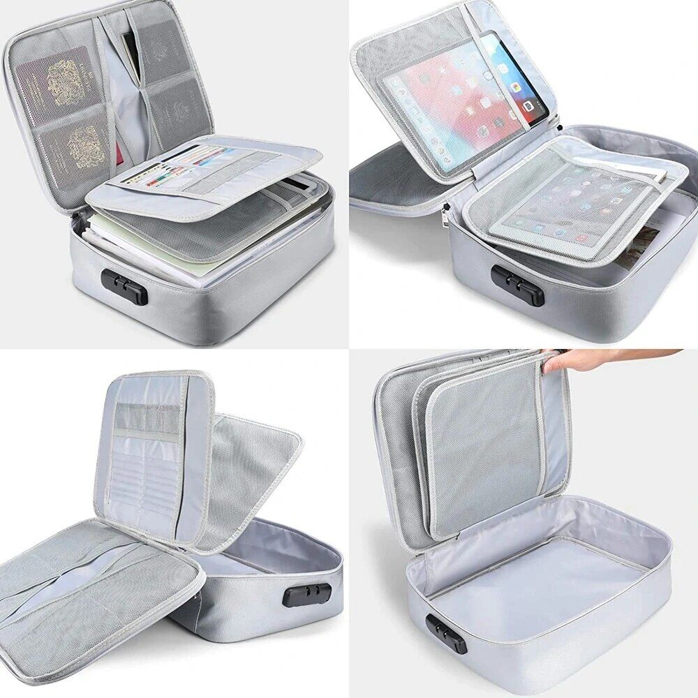 Fireproof Bags Waterproof Cash Safe Coin Organizer Bag Set Doent Storage For Valuables-Currency Keys Card Passport Home Safe
