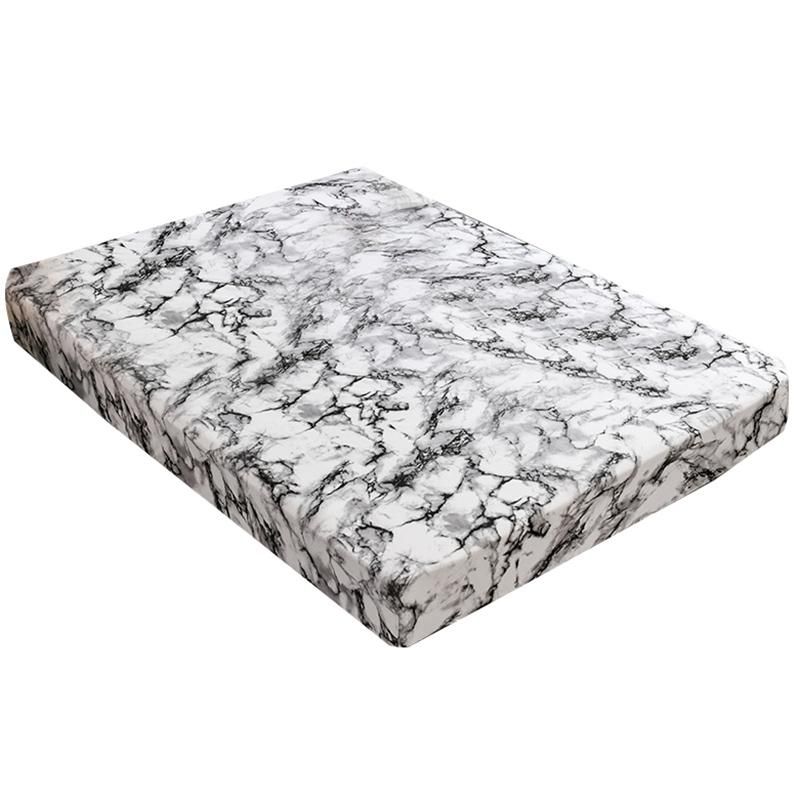 Mattress Cover Marble Printed Pattern Fitted Sheet Mattress Cover with All-Around Elastic Rubber Band Bed Linens Home Textile 138x190x30Cm