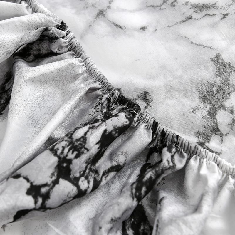 Mattress Cover Marble Printed Pattern Fitted Sheet Mattress Cover with All-Around Elastic Rubber Band Bed Linens Home Textile 138x190x30Cm