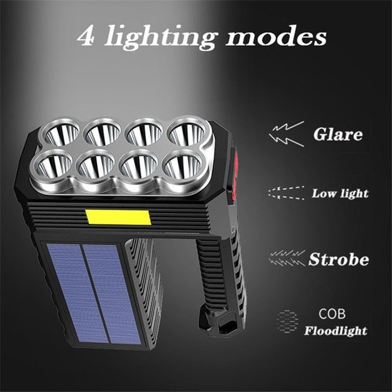 8LED Flashlight USB Rechargeable Torch  Solar Charging