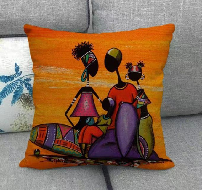 4 Pieces African Family Throw Pillows