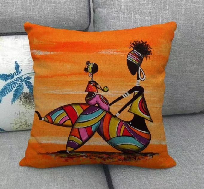 4 Pieces African Family Throw Pillows