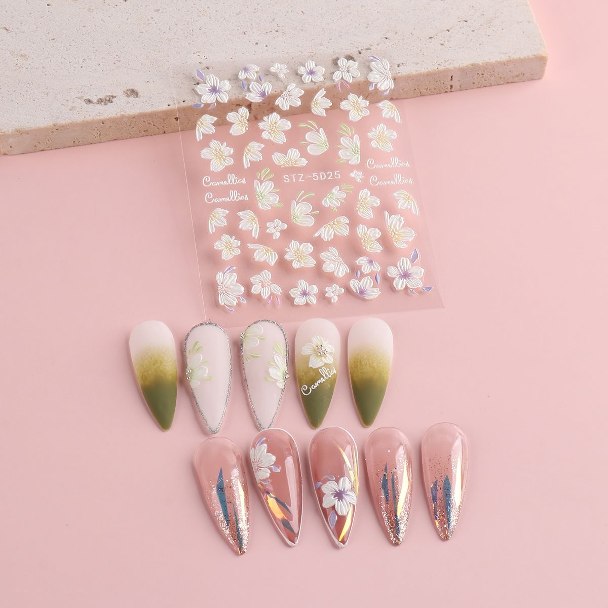 1 Set 3D Sticker 3D Simple Flower Nail Embossed Sticker G