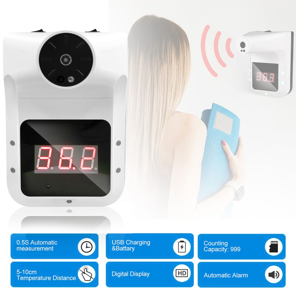 Touchless Hanging Infrared Thermometer °C/°F 0.5S Fast