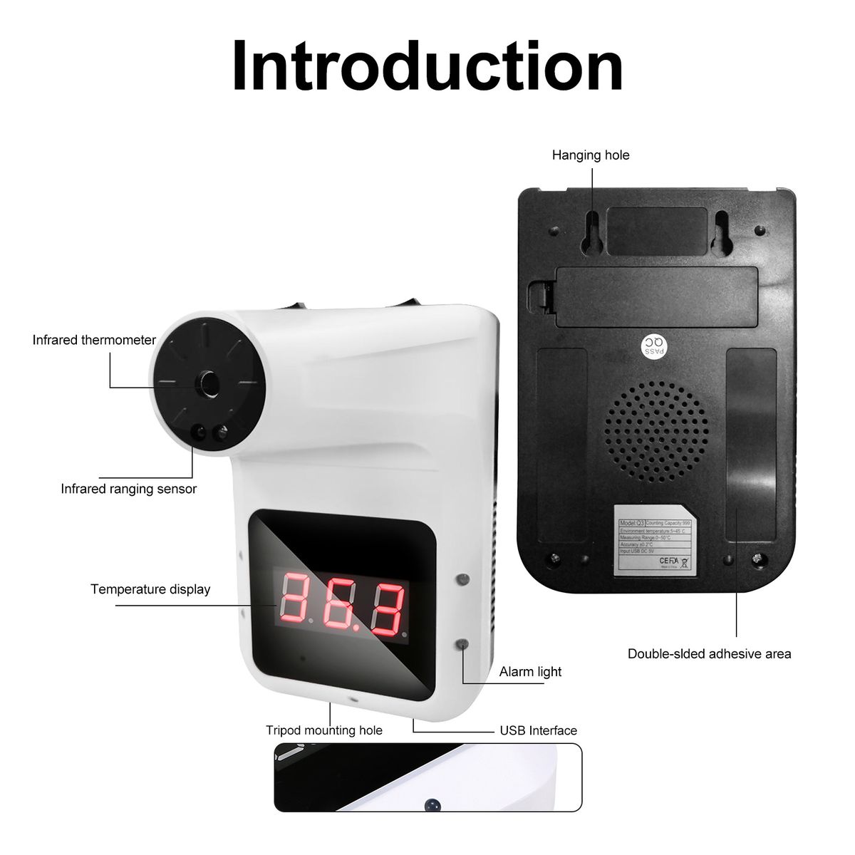 Touchless Hanging Infrared Thermometer °C/°F 0.5S Fast