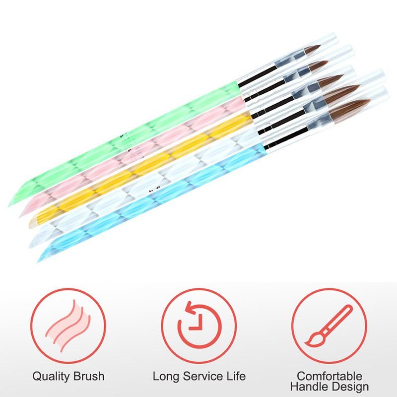 5 PCS Acrylic Nail Brush Pen Spiral Glitter Handle Nail