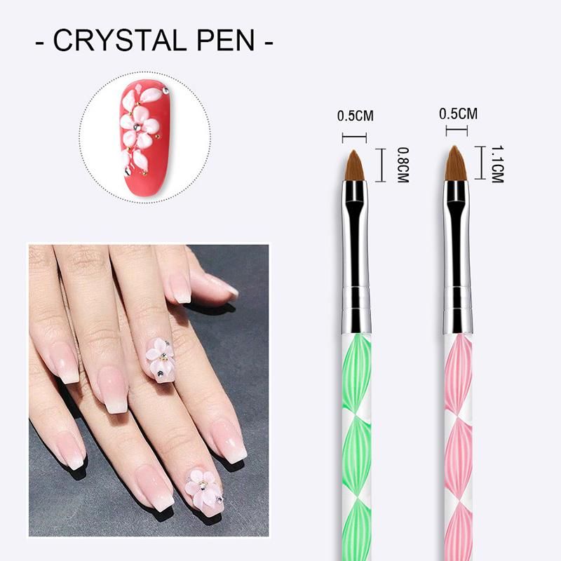 5 PCS Acrylic Nail Brush Pen Spiral Glitter Handle Nail