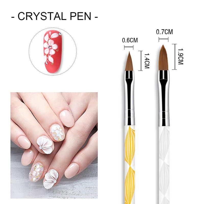 5 PCS Acrylic Nail Brush Pen Spiral Glitter Handle Nail