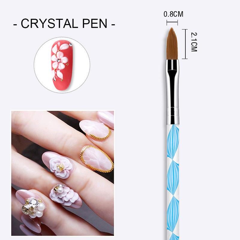5 PCS Acrylic Nail Brush Pen Spiral Glitter Handle Nail