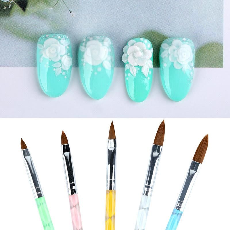 5 PCS Acrylic Nail Brush Pen Spiral Glitter Handle Nail