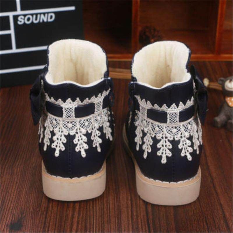 Waterproof Baby Kids Girls Children Lace Snow Ankle Boots Casual Princess Shoes Black 21