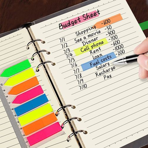 A5 Binder Planner Notebook-5 File Divider,45 Sheets Loose Leaf Paper,160 Neon Page Marker, 2 Calendar Stickers, Binder Pocket A5 Binder Notebook