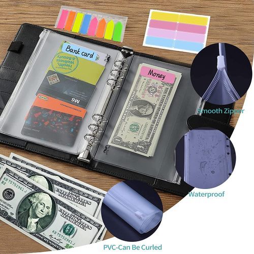 A5 Binder Planner Notebook-5 File Divider,45 Sheets Loose Leaf Paper,160 Neon Page Marker, 2 Calendar Stickers, Binder Pocket A5 Binder Notebook