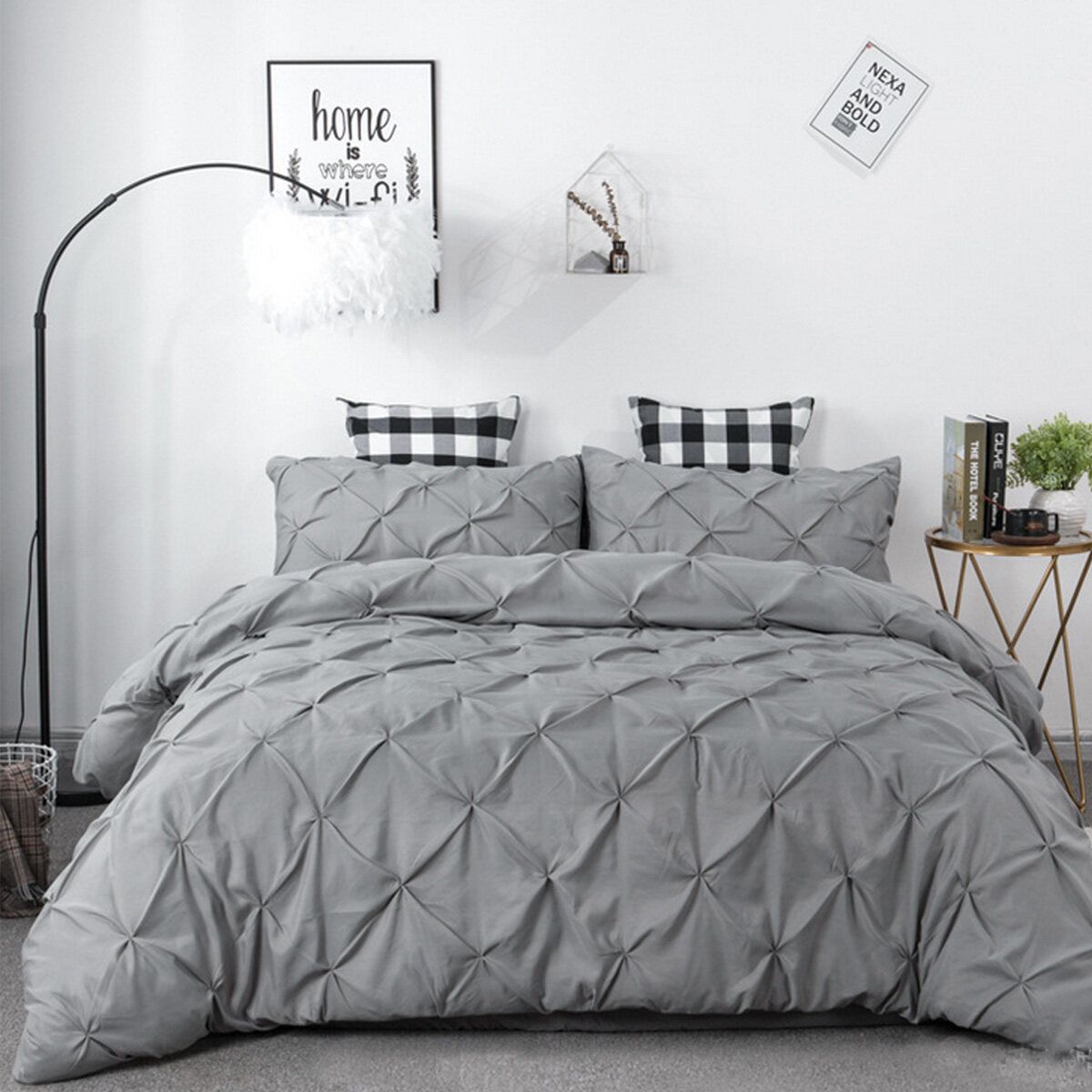 Duvet Cover Set Green/Blue/Grey/White Grey