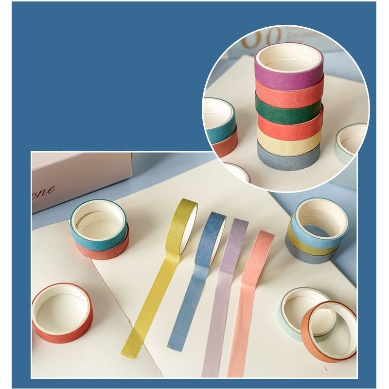 60pcs Simple Tone Solid Color Paper Washi Tape Set Rainbow
