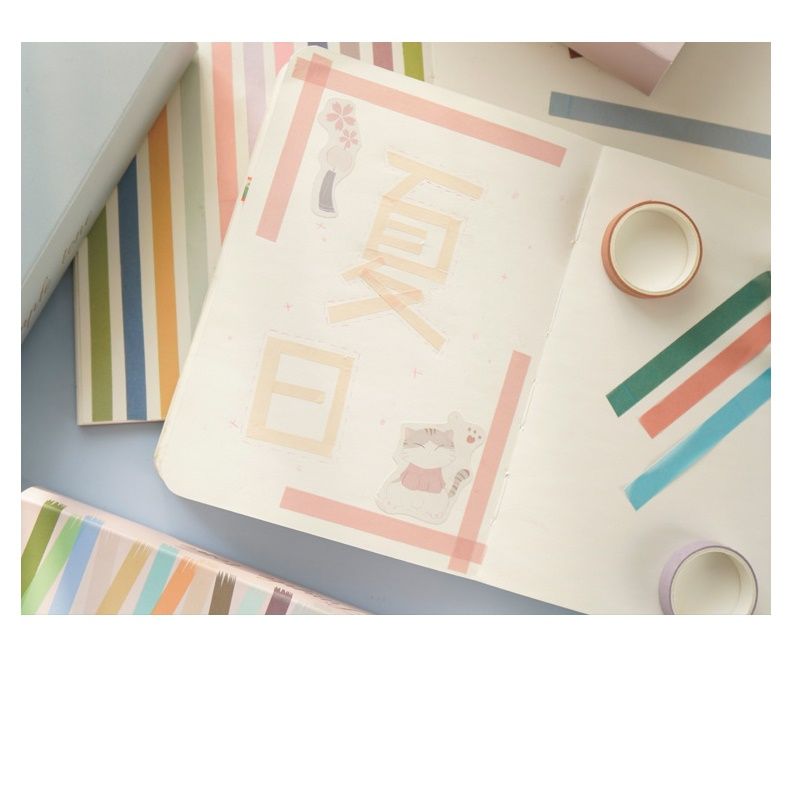 60pcs Simple Tone Solid Color Paper Washi Tape Set Rainbow